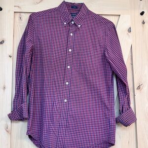 J. Crew Men's Red and Blue Checkered Shirt